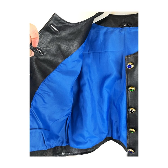 Cropped leather Jacket from Germany size 40 / 10 80s Disco - Picture 3 of 7